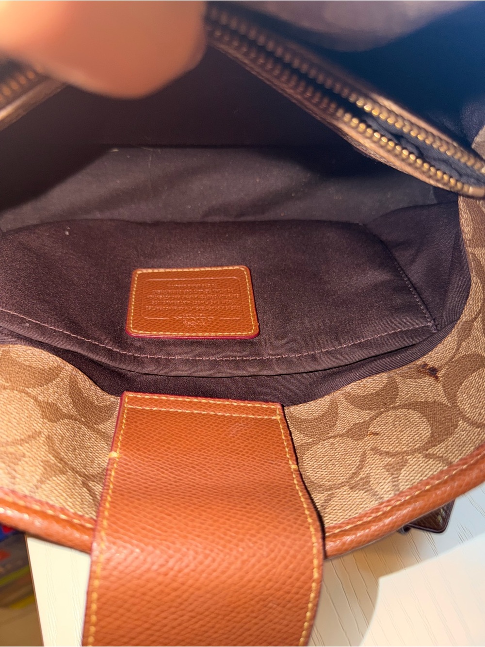 Coach Brown Signature Canvas Dome Satchel with Dark Brown Trim - Picture 4 of 5